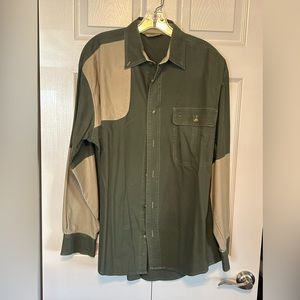 Bob‎ Allen Shooting Shirt Mens Large Button Up Long Sleeve Green Olive/Tan